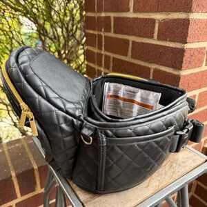 Tushbaby Black Quilted Vegan Leather Baby/Toddler Carrier